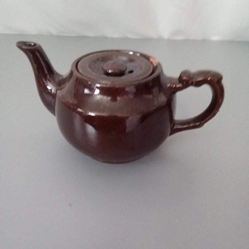 Vintage Brown Glazed Miniature Teapot Made in Occupied Japan Mid-Century Ceramic